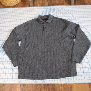 Pierre Cardin Gray Cotton Long Sleeve Pullover 2 Button Jersey, XL